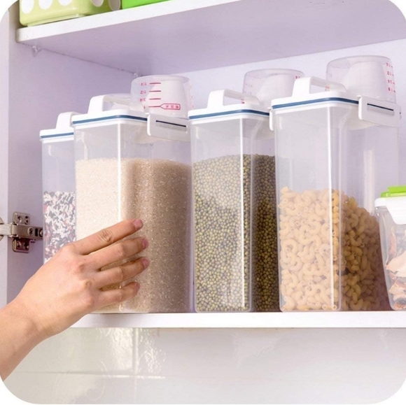 Food Storage Dispenser Container w/ Measuring Cup Lid - Kitchen Canister - Picture 3 of 5